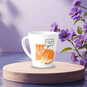 Tasse Latte Amitié du tigre et du lapin - Beau animal Illustra