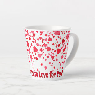 Tasse Latte Amour de Latte personnalisé Cœurs de confettis rou