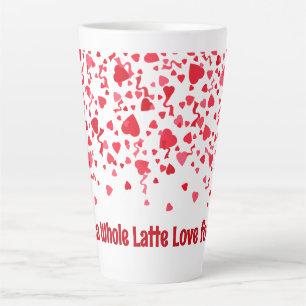Tasse Latte Amour de Latte personnalisé Cœurs de confettis rou