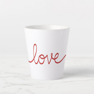 Tasse Latte Amour de script rouge minimaliste Art de ligne con