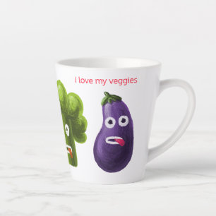 Tasse Latte Amour des légumes amusants - Broccoli Tomato Eggp