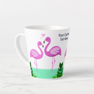 Tasse Latte Amour du Flamant rose de texte personnalisé