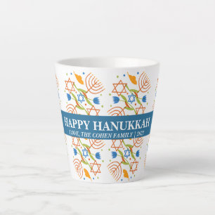 Tasse Latte Amour et lumière   Famille Hanoukka simple et élég