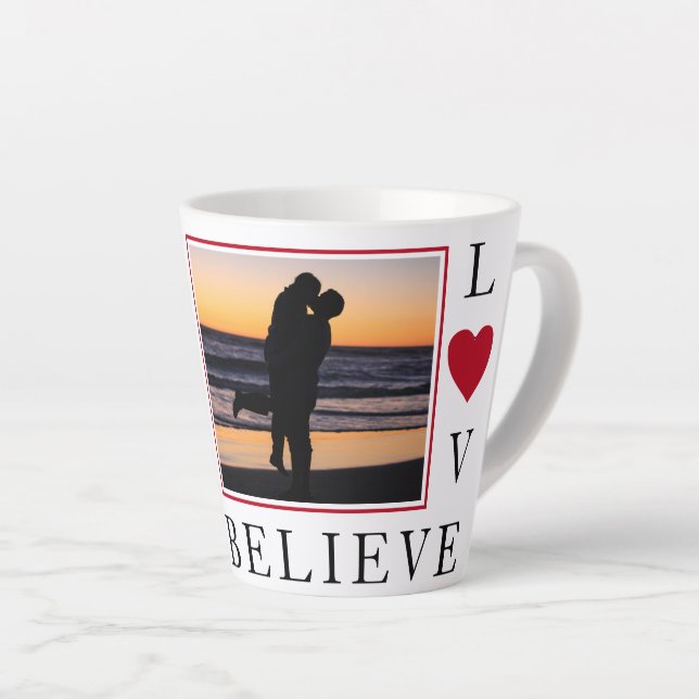 Tasse Latte AMOUR N'ÉCHEC JAMAIS Photo personnalisée (Angle droit)