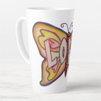 Amour Word Art rose Papillon d'aile Coupe Latte Mu