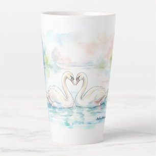 Tasse Latte Amoureux de cygnes - Saint-Valentin