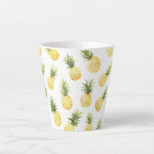 Tasse Latte Ananas Jaunes Tropicaux