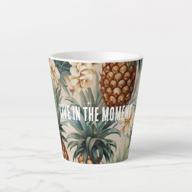 Tasse Latte Ananas Tropicaux Floral (Devant)