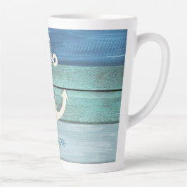 Tasse Latte Ancre en bois bleu bleu marine