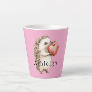 Tasse Latte Animal à coeur de hérisson rose mignon