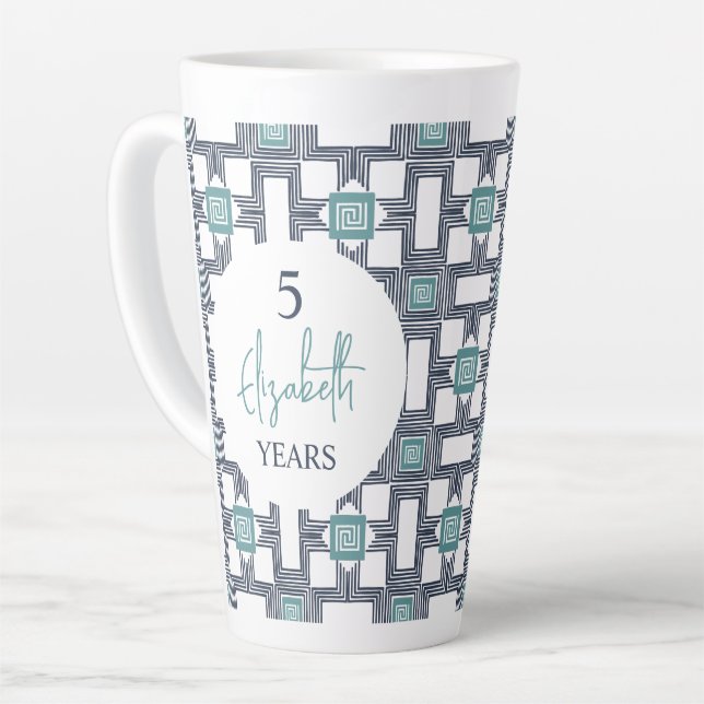 Tasse Latte Anniversaire de 5 ans de cautionnement (Angle gauche)