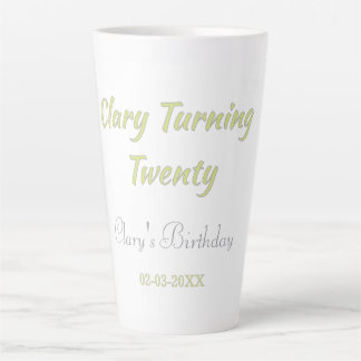 Tasse Latte Anniversaire vingt ans vert gris pastel rétro