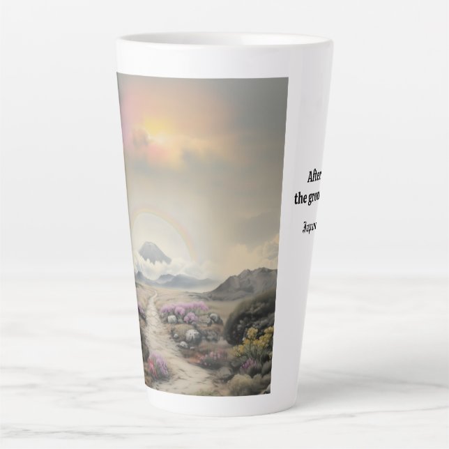 Tasse Latte Après la pluie (aquarelle japonaise paysage art) (Devant)