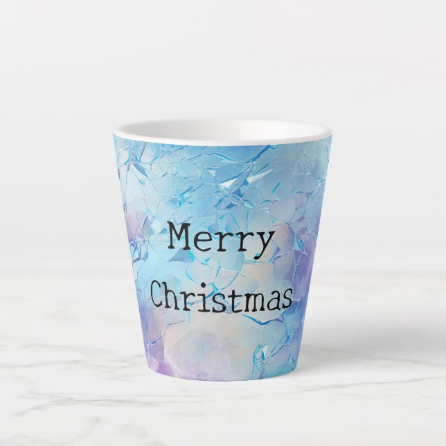 Tasse Latte Aqua Blue Purple Ice Neige Noël (Devant)