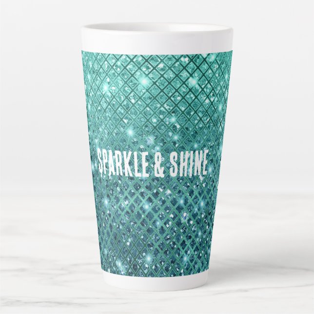 Tasse Latte Aqua Green Sparkle (Devant)