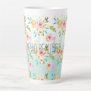 Tasse Latte Aqua Ombre rose jaune floral