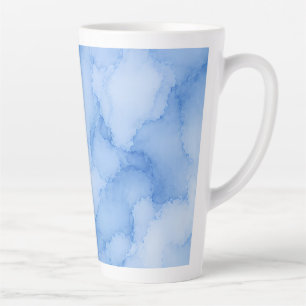 Tasse Latte Aquarelle Abstraite Bleu Douce