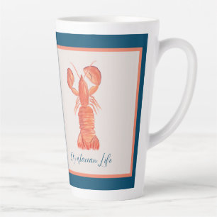 Tasse Latte Aquarelle crustacé homard écrevisse