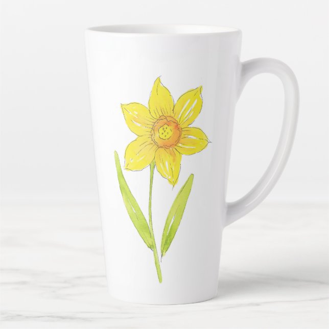 Tasse Latte Aquarelle Daffodique 2 (Droite)