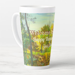 Tasse Latte Aquarelle d'automne