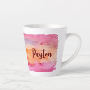 Tasse Latte Aquarelle de 12 oz Bleus et lattes pourpres