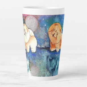 Tasse Latte Aquarelle de chien de la LUNE D'ARGENT