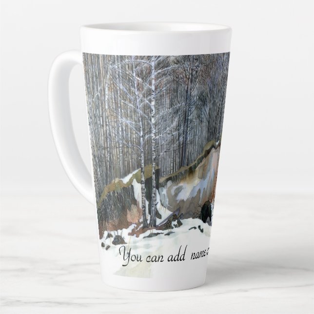 Tasse Latte Aquarelle de peinture de ravin neigeux (Angle gauche)