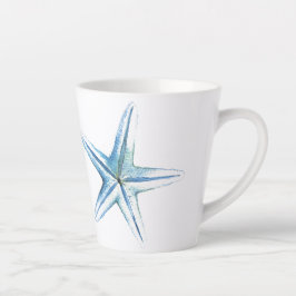 Tasse Latte Aquarelle de poisson bleu marine