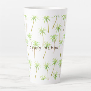 Tasse Latte Aquarelle des palmiers tropicaux
