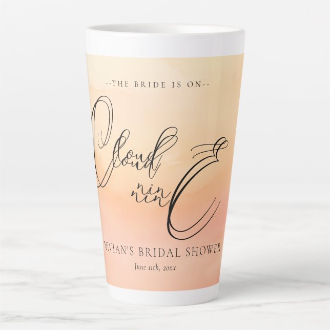 Tasse Latte Aquarelle Dreamy Sunset Cloud 9 Faveurs nuptiales (Devant)