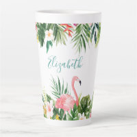Aquarelle Flamant rose floral tropical Turquoise g