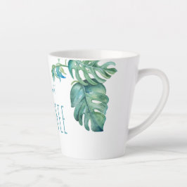 Tasse Latte Aquarelle Flamant rose rose tropical Café