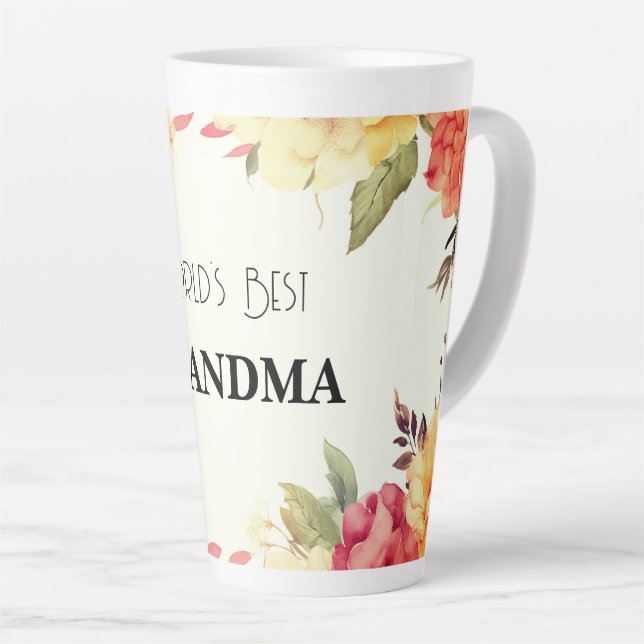 Tasse Latte Aquarelle florale de la meilleure grand-mère du mo (Angle droit)