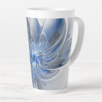 Aquarelle gris bleu Abstrait Fractal Art Flower