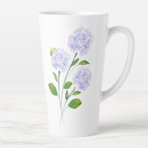 Tasse Latte Aquarelle Hydrangea tiges florales