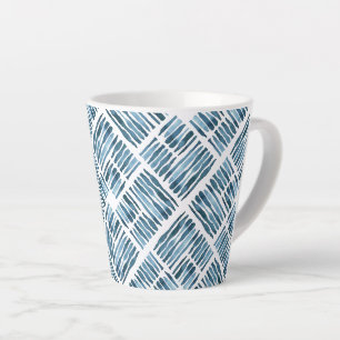Tasse Latte Aquarelle Moderne Marine Motif diagonal rayé