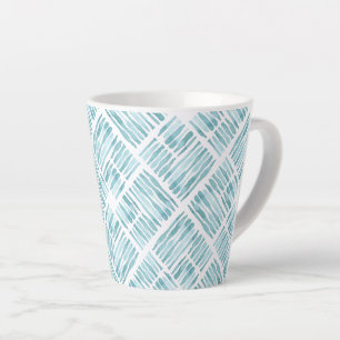 Tasse Latte Aquarelle Moderne Motif diagonale rayé bleu