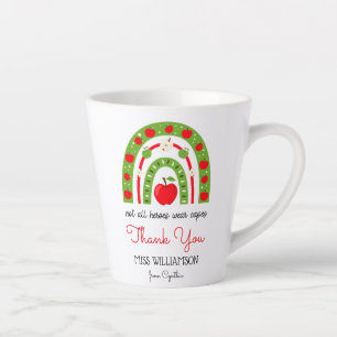 Tasse Latte Aquarelle moderne Rainbow Teacher Merci
