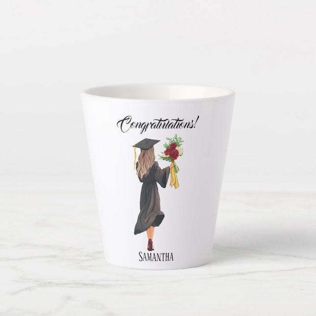 Tasse Latte Aquarelle personnalisée (Devant)