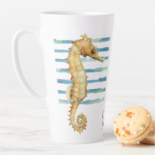 Tasse Latte Aquarelle Seahorse Beach Côtier CAPE MAY