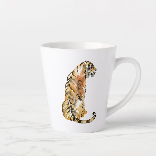 Tasse Latte Aquarelle Tiger assis (Droite)