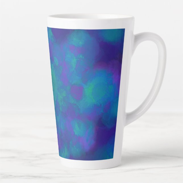 Tasse Latte Aquarelle Turquoise couleur bleue océanique Abstra (Droite)