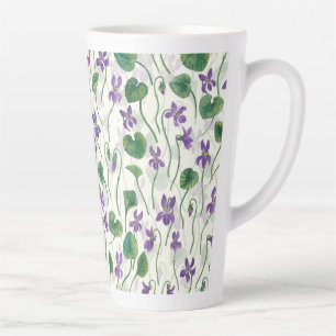 Tasse Latte Aquarelles violettes sur blanc cassé