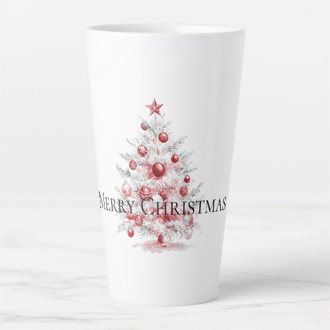 Tasse Latte Arbre à menthe blanche rouge Noël (Devant)
