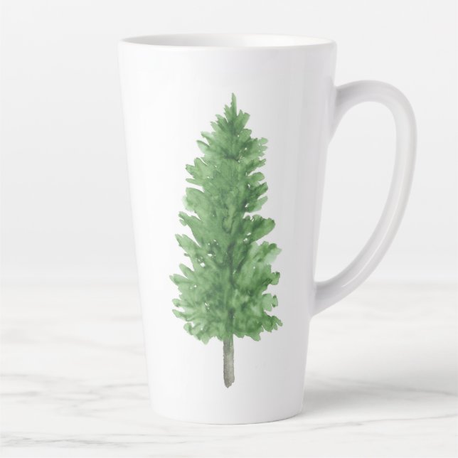 Tasse Latte Arbre à pin aquarelle 2 (Droite)