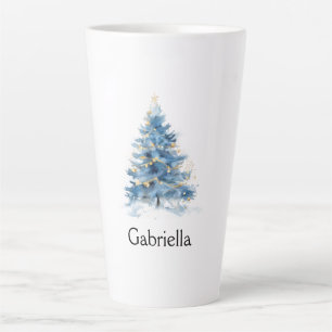 Tasse Latte Arbre de Noël bleu or