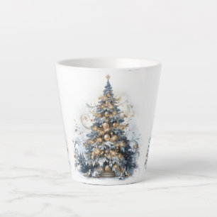 Tasse Latte Arbre de Noël élégant Ornements en or Neige