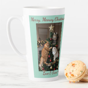 Tasse Latte Arbre de Noël pour chats, Noms Texte d'image, Pers