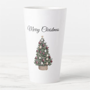 Tasse Latte Arbre de Noël Rouge Blanc