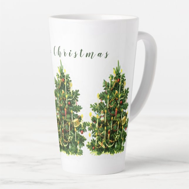 Tasse Latte Arbre de Noël Vintage (Angle droit)